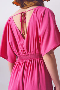 vestido kimono cinturado rosa
