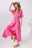 vestido kimono cinturado rosa