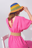Q2 vestido kimono cinturado rosa