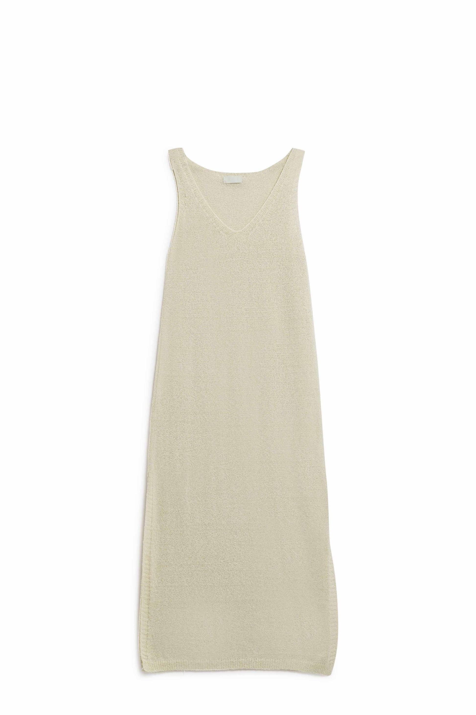 Q2 Vestido Maxi Branco Sem Mangas Com Fenda Lateral