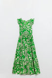 Vestido Maxi Cinched Waist com estampado floral em verde