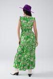 Vestido Maxi Cinched Waist com estampado floral em verde
