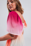 Vestido Maxi com desenho de gradiente e decote de coração fuchsia