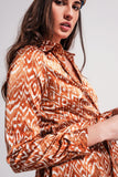 Vestido Maxi com estampa animal abstracta cor de laranja