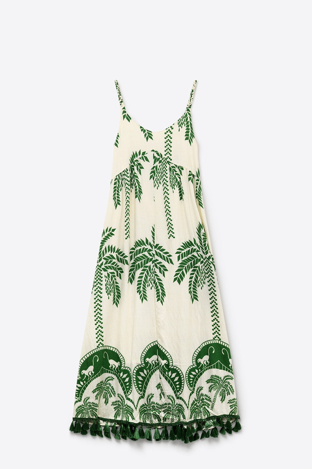 Vestido Maxi de corte descontraído com estampado de palmeiras verde creme