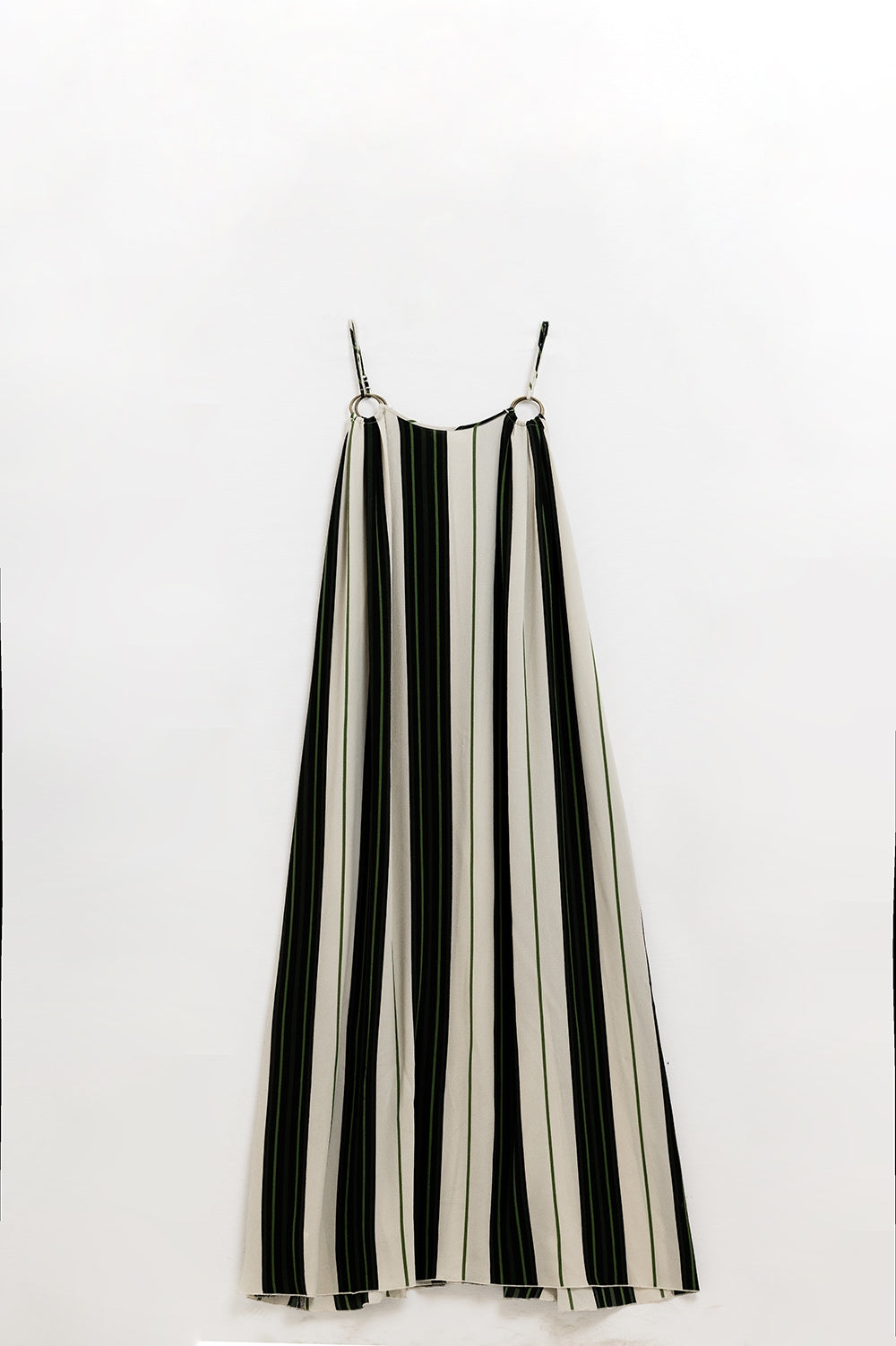 Q2 Vestido maxi em tecido leve com estampado às riscas