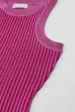 Vestido Maxi sem mangas sem alças com nervuras em fúcsia