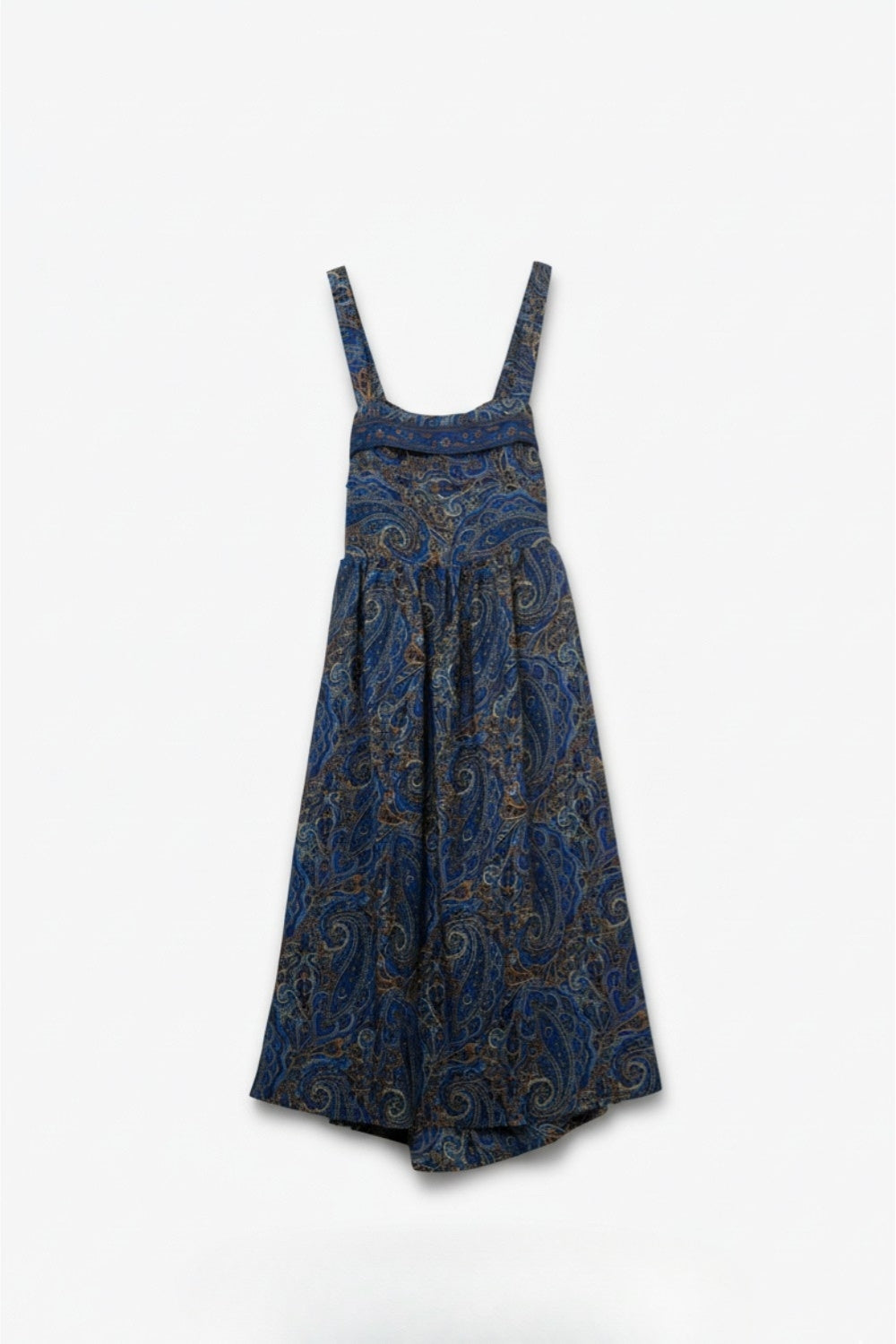 Q2 Vestido midi azul sem mangas com estampado abstrato