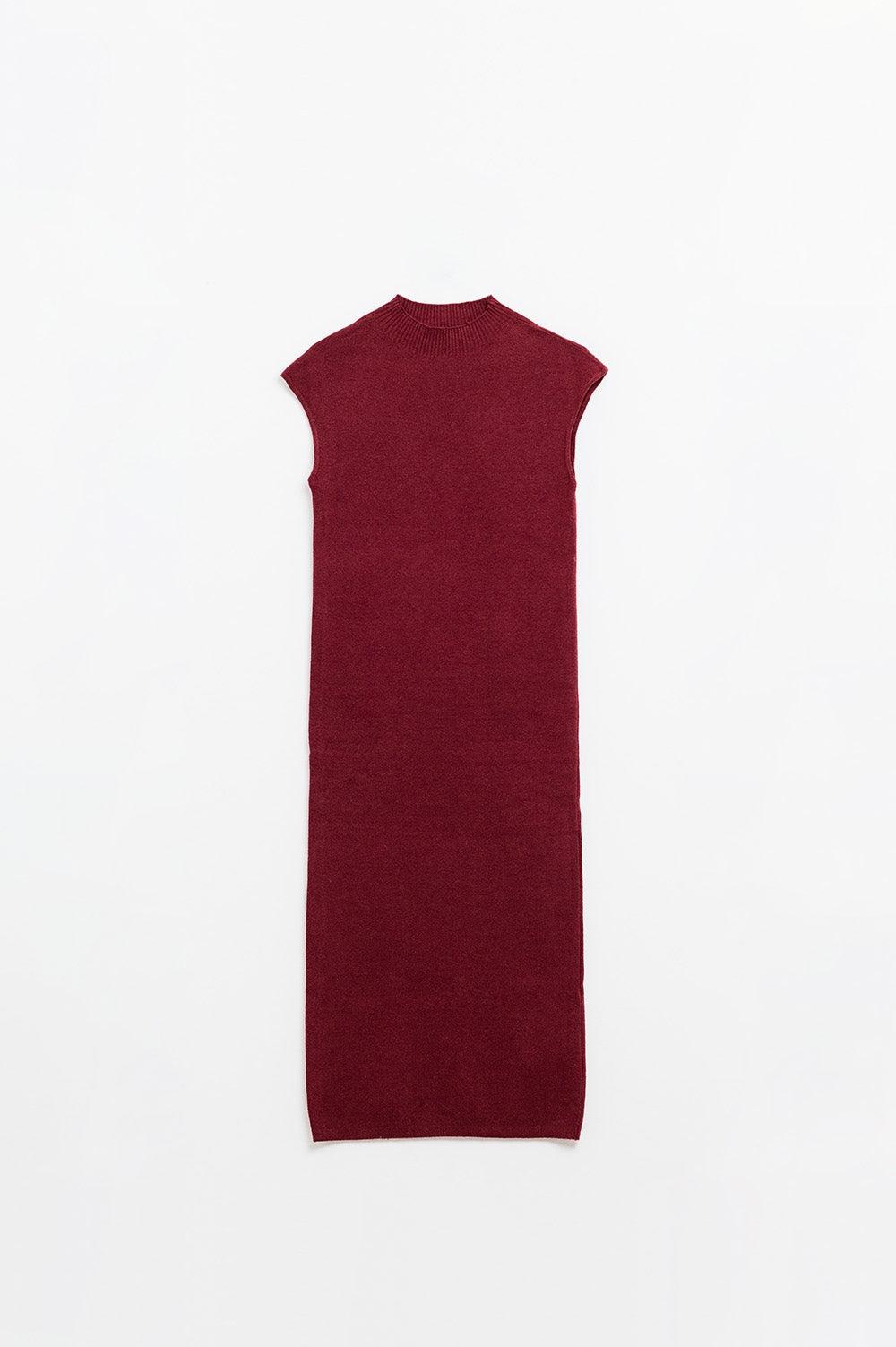 vestido midi bodycon sem mangas vinho