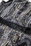 Vestido midi cinzento com estampado e lados rebaixados