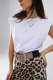 Vestido midi com acabamento em cetim e contraste com estampado de leopardo