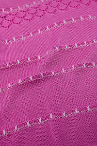 Vestido midi fúcsia sem mangas com decote em V e design em croché