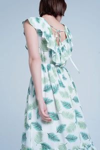 Vestido Midi impresso verde