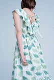 Vestido Midi impresso verde