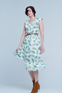Vestido Midi impresso verde