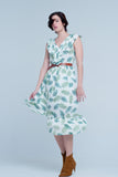 Vestido Midi impresso verde