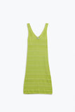 Q2 Vestido midi sem mangas Lime com decote em V e design em croché