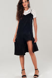 Q2 Vestido preto bainha assimétrica