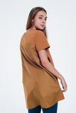 Vestido t-shirt em marrom