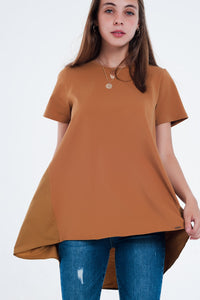 Q2 Vestido t-shirt em marrom