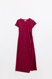 Vestido tencel elástico bordô sem mangas
