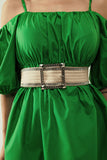 Vestido verde Midi com mangas curtas e alças
