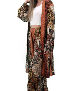 Conjunto kimono comprido e pantalona