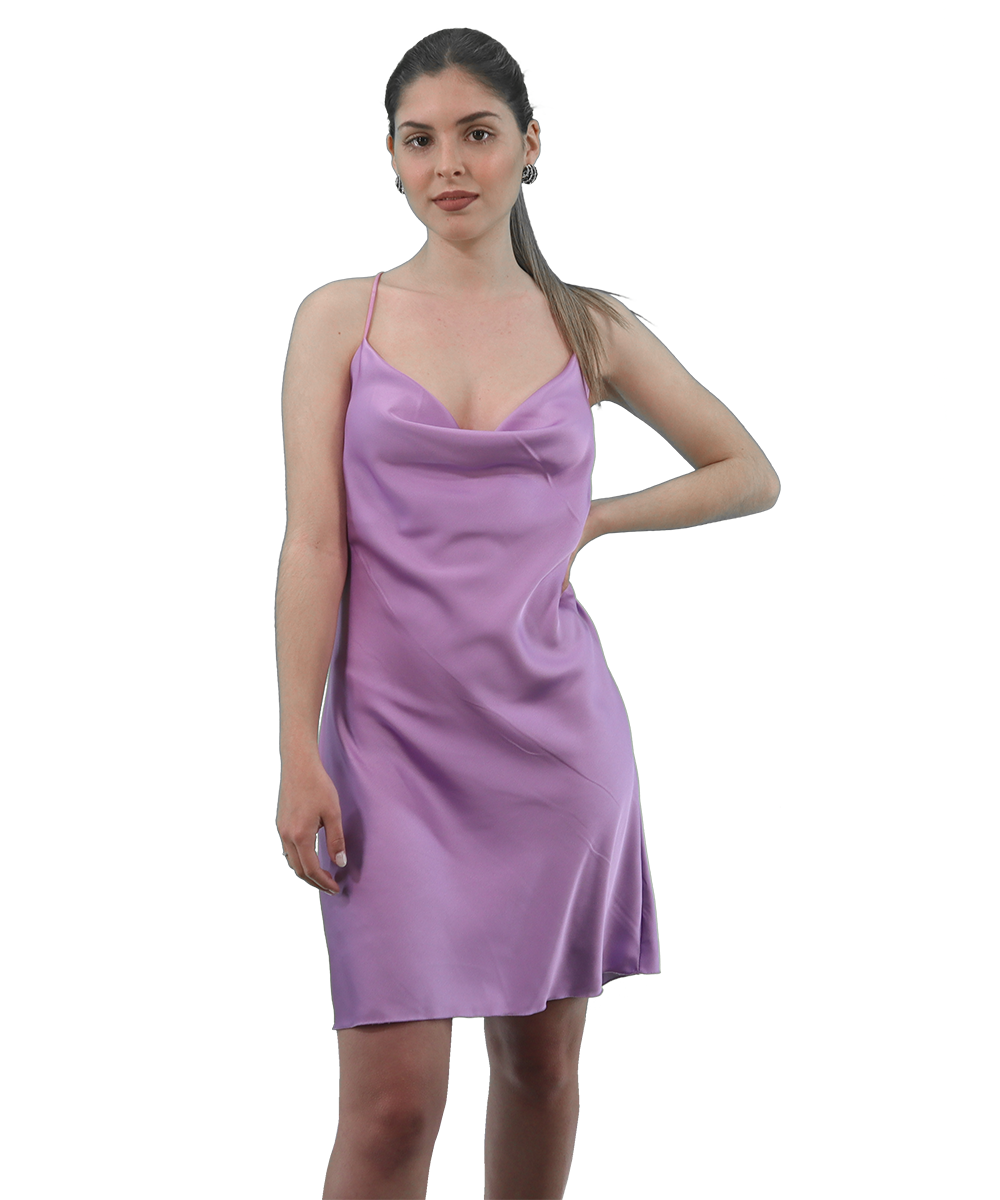 Vestido de cetim lilás