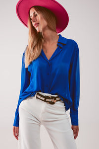 Camisa azul transparente chiffon