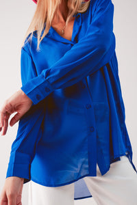 Camisa azul transparente chiffon