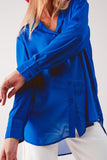 Camisa azul transparente chiffon