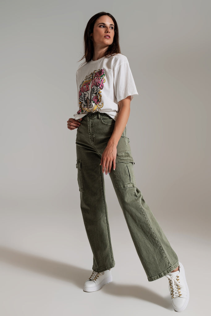 Camiseta branca com estampa vintage de Rock and Roll