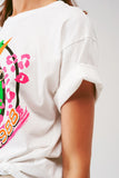 Camiseta com logo estampa de tigre em branco