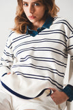 Q2 Camisola em branco com riscas marinhas