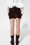 Mini-saia curta com glitter e fenda em preto