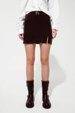Q2 Mini-saia curta com glitter e fenda em preto