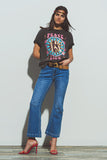 T-SHIRT com impressão Peace and Love frontal em cinzento