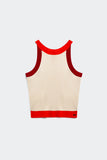 Top curto com nervuras em vermelho