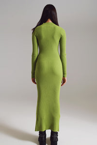Vestido de malha verde maxi com um verde limão