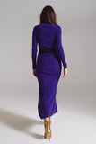Vestido maxi de tricô com gola alta roxa