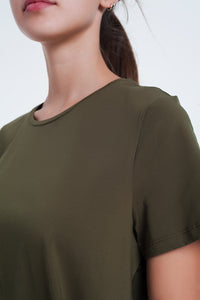 Vestido t-shirt em cáqui