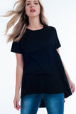 Q2 Vestido t-shirt em preto